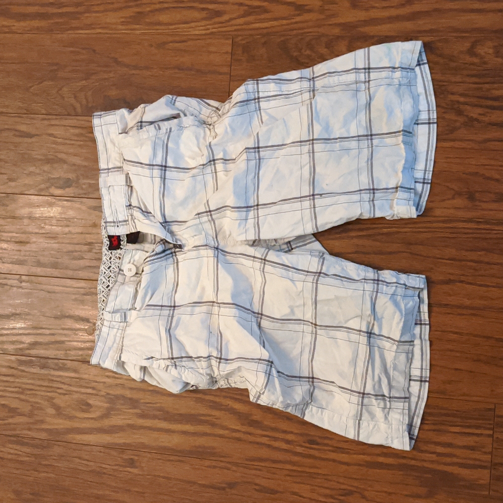 Hawk white plaid punk skater shorts